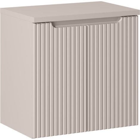 Meuble suspendu sous vasque avec plan 2 portes NOVA cachemire 60 cm (1/5)