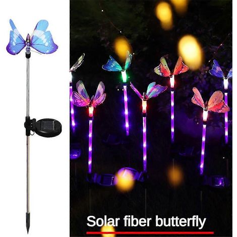 Lampe papillon solaire étanche, compatible avec douille au sol, idéale pour la décoration de jardin. Neuve. (1/5)