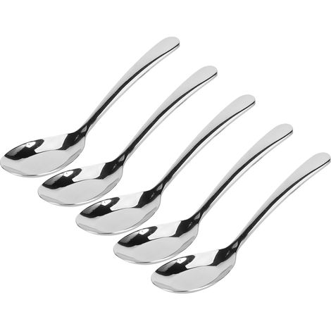 Lot de 5 cuillères plates en acier inoxydable, cuillères épaisses et portables pour enfants, accessoires de cuisine (petites, non magnétiques) (1/5)