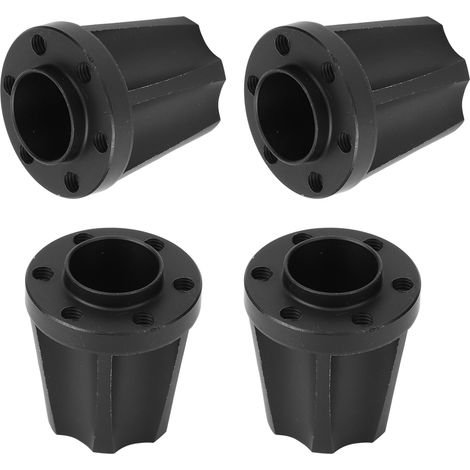 4 Adaptateurs Hexagonaux Noirs pour Roues RC, Compatibles SCX10 1/10 et Crawler, Jantes 1.9/2.2 Pouces, 23mm (1/5)