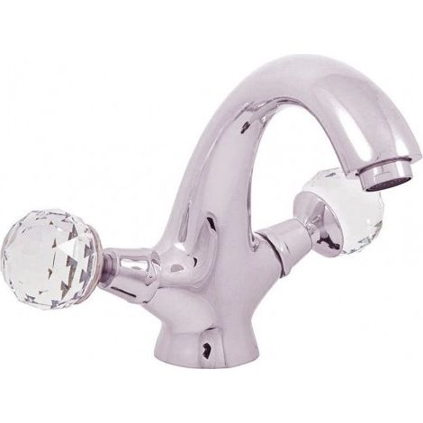Mélangeur lavabo design BRILLANCE laiton chromé et poignée en cristal (1/5)