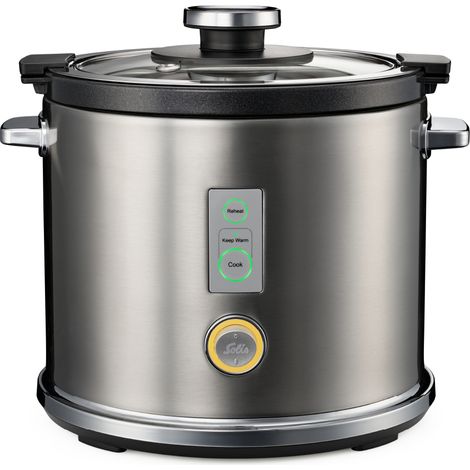 Solis Rice Cooker Multi - Arrocera con función de cocción al vapor, función de calentamiento y calentamiento, capacidad de 6 tazas, revestimiento antiadherente sin PFAS, carcasa de acero inoxidable (1/5)