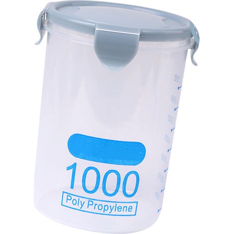 Boîte de conservation alimentaire 1000 ml en plastique bleu, empilable et hermétique, idéale pour les céréales et les aliments secs. Parfaite pour l'organisation de la cuisine. (1/5)