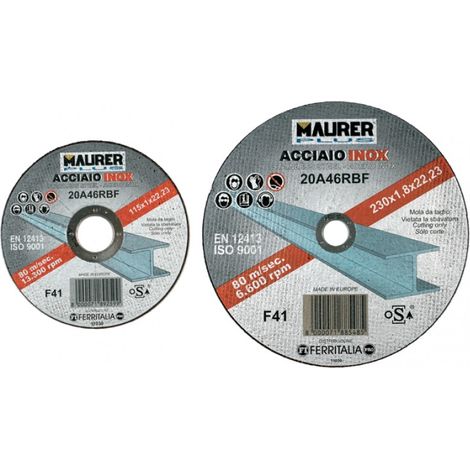 MOLA da TAGLIO per ACCIAIO INOX MAURER PLUS 115X1 mm Velocita' 80 mt/sec.