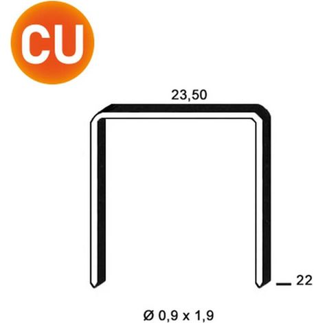 10 000 Agrafes Cuivrées Jk590-22 - 23.5x22x0.9x1.9 mm - D-Work