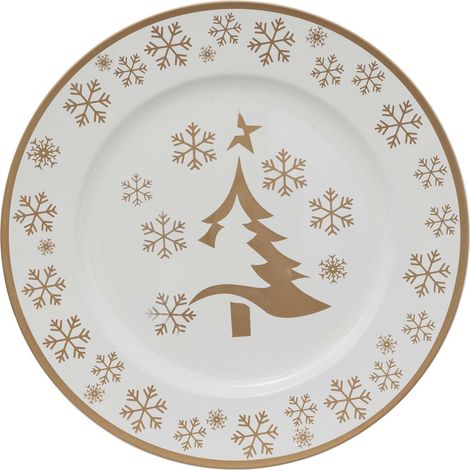 Lot de 12 assiettes de présentation à motifs sapin et flocons de neige (1/2)