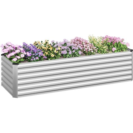 WOLTU Maceta rectangular de exterior para plantas y flores, 238 x 80 x 56 cm, color plateado (1/5)
