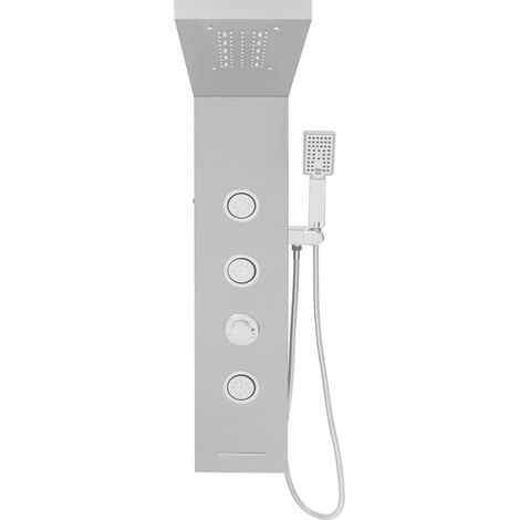 【Chauffage et ventilation】Colonne de douche avec pommeau de douche effet pluie, système de panneau de douchette mural en acier inox brossé,avec 3 jets corporels, douchette à main et bec de baignoire (1/5)