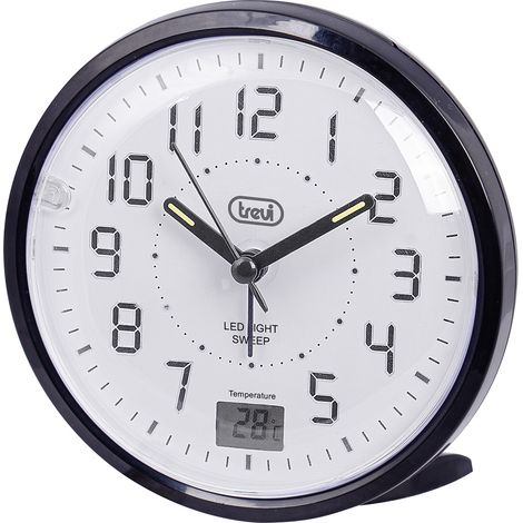 Trevi SL 3P27 Uhr de Quarzwecker, großes Zifferblatt de hohe Ablesbarkeit, geräuschloses Wischwerk de, LED-Beleuchtung, Temperaturanzeige, Schlummer-/Lichttaste, schwarz