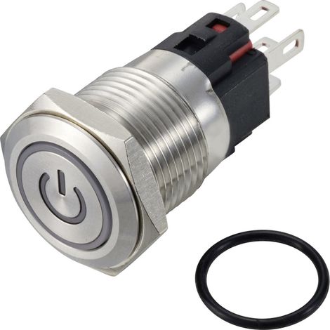 TRU COMPONENTS TC-12647416  Druckschalter 250 V/AC 3 A 1 x Aus/(Ein) IP65 Rot rastend Edelstahl 1 St