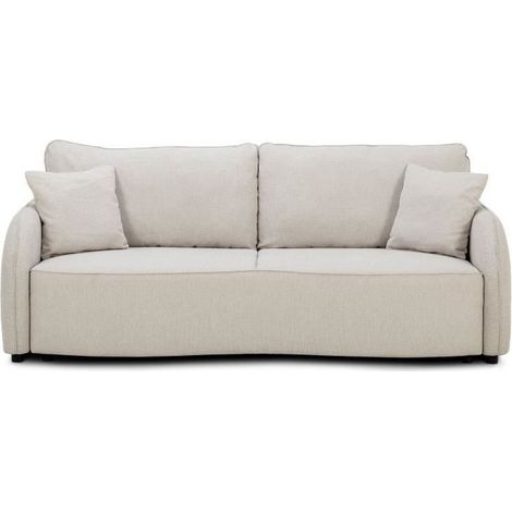 Canapé convertible BARI 3 places - Tissu beige - Coffre de rangement - L215 x H89 x P100 cm (1/5)