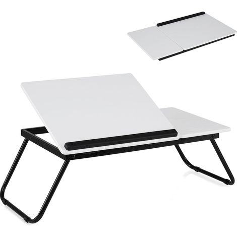 COSTWAY Vassoio da Letto, Tavolino Portatile e Pieghevole con Piano Inclinabile, Tavolino Multifunzionale per Divano, Colazione a Letto, Casa, Ufficio e Viaggi (Bianco) (1/5)