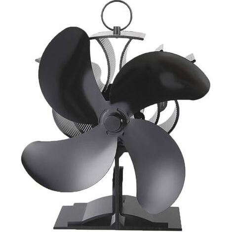 Kamin- und Ofenzubehör, 4-flügeliger Holzofenventilator, wärmebetriebener, magnetischer, umweltfreundlicher und effizienter 4-flügeliger Ventilator für Holzöfen und Kamine (1/5)