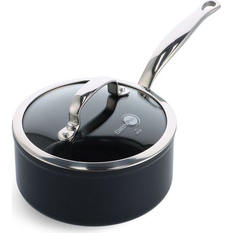 GreenPan CC005332001 Barcelona Pro Steelpan con Coperchio 20 cm Rivestimento Antiaderente in Ceramica Thermolon Infinity Acciaio Inossidabile Induzione colore Nero