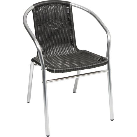 Bistro Stapelstuhl Aluminium / Rattan schwarz-M537481-MC4601