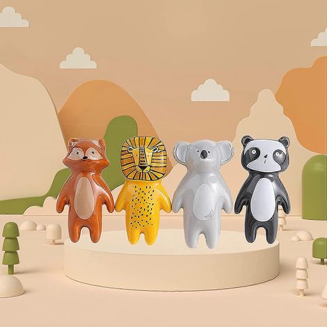 Lot de 4 boutons de porte en céramique pour placard, tiroir ou meuble de cuisine, motif animal. (1/4)
