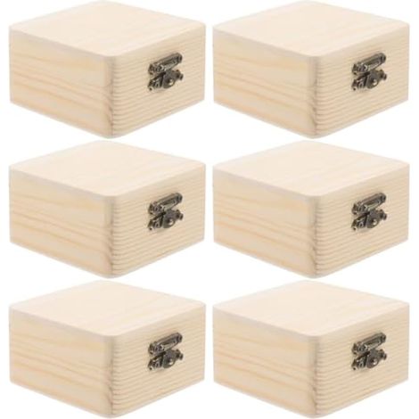 Lot de 6 mini boîtes à bijoux en bois faites main, idéales pour les projets de bricolage à la maison ou à l'école. (1/5)