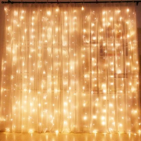 600 LEDs, 6 m x 3 m Lichterkette, 8 Modi, wasserdicht und frostbeständig, für Fensterdekoration, Weihnachten, Hochzeiten, Geburtstage, Zuhause, Terrasse, drinnen und draußen, warmweiß