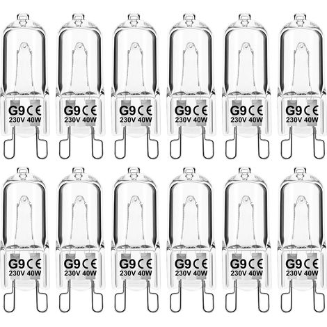 Lampadina alogena dimmerabile G9 40W 230V, bianco caldo, per forni a microonde, fornelli e plafoniere, confezione da 12.