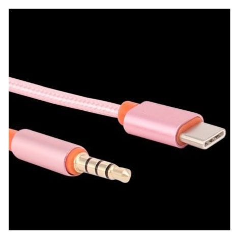 Type-C to 3.5mm male-to-male mobile phone audio adapter cable, extended length of 1 meter, for car audio systems. (1/5)
