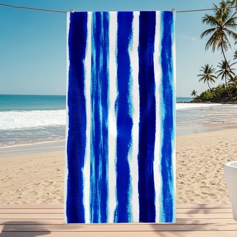 Serviette de plage - Serviette de bain - Serviette de plage ultra douce - Serviette de plage à séchage rapide - Serviette de voyage - Serviette de plage - Microfibre - Bleu (1/5)
