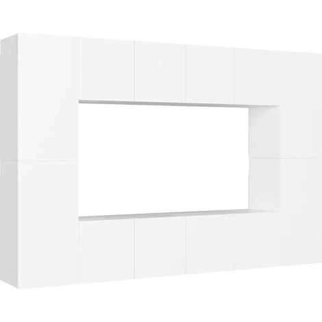 Maison Exclusive - 8-tlg. TV-Schrank-Set Weiß Holzwerkstoff