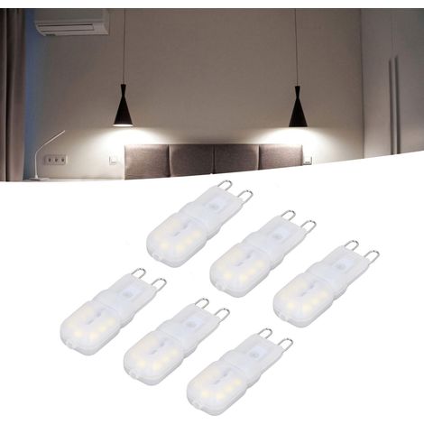 Ampoule miniature G9 3W, ampoule miniature G9 PC, ampoule dédiée pour suspension, plafonnier, applique murale ou lampe de table, lot de 6 / Lumière blanche 110-140V (1/5)
