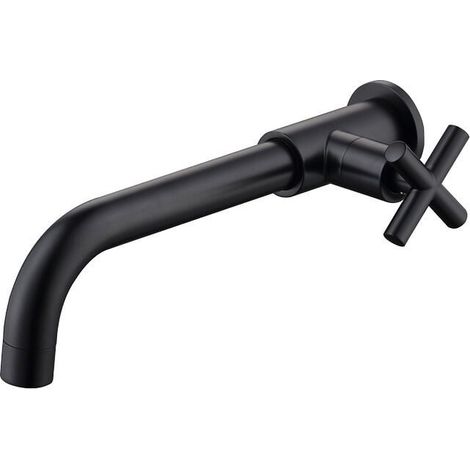 Brass Basin Mixer Tap Cold Water Faucet Wall Mount Cold Water Wall Mount Bathtub Faucet 1/2 Inch Wall Mount Accessory Matte Black MUMU