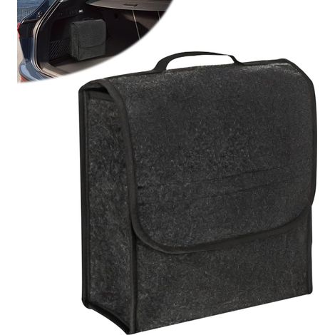 Car Trunk Storage Tool Bag:11.8 x 6.7 x 11.4 inch, Trunk Organizer Felt Trunk Organizer with Carrying Handle, Tool Storage Box and Car Maintenance (Black) (1/5)