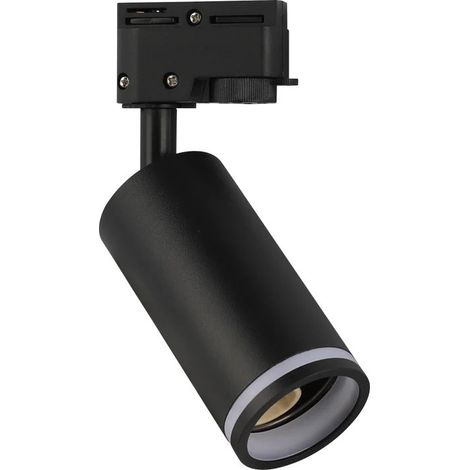 Faretto da Binario Monofase Track Light GU10 Orientabile in Alluminio Nero per Illuminazione Interni – Compatibile Binari Standard – Max 35W