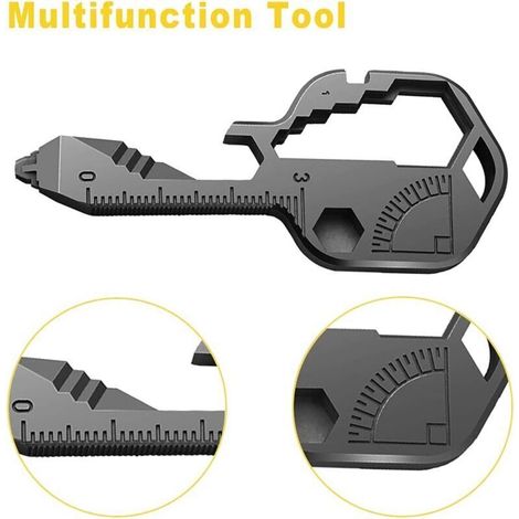Clé Multifonction 24 en 1 en Acier Inoxydable Portable pour Ouvrir Bouteilles Boîtes Coupes Lignes et Autres Tâches Extérieures Noir (1/3)