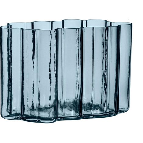 Hübsch Umber Vase bleu en verre moderne 30 cm