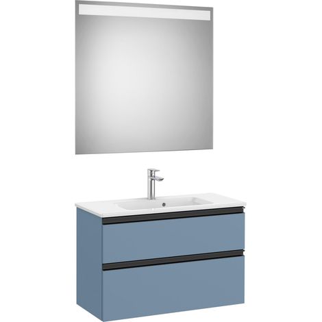 PACK MUEBLE THE GAP 500X380 2 CAJONES + ESPEJO EIDOS AZUL MATE