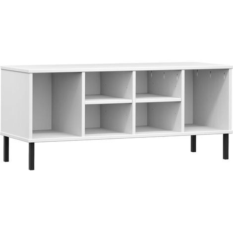 Étagère à chaussure  Meuble à chaussures pieds en métal Blanc 106x35x45cm Bois OSLO