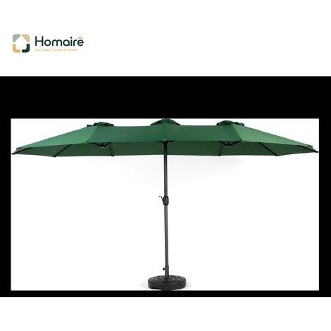 HOMAIRE Parasol extérieur rectangulaire double face grand taille 14,8 pieds avec manivelle (Vert foncé)