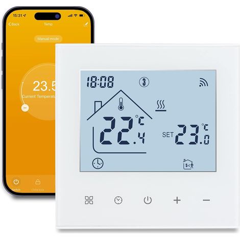 1 Thermostat Connecté WiFi,Programmable 5+2,Ecran Tactile,Vanne Electrique,Plancher Chauffant (1/5)