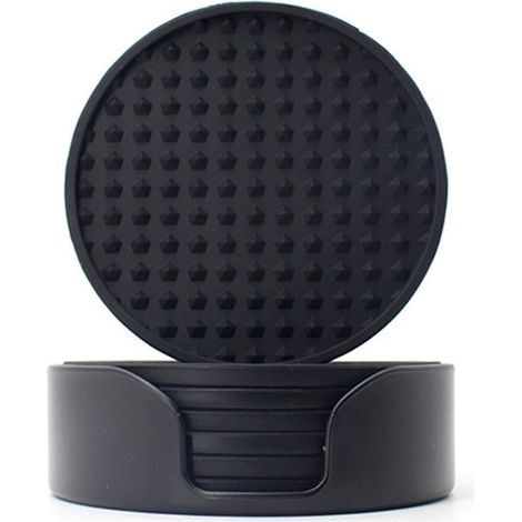 Lot de 6 dessous de verre en silicone antidérapants et résistants à la chaleur, pour table ou tasses. (1/5)
