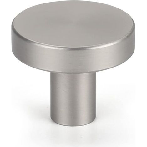 Lot de 4 boutons de meuble ronds en acier inoxydable brossé avec un trou