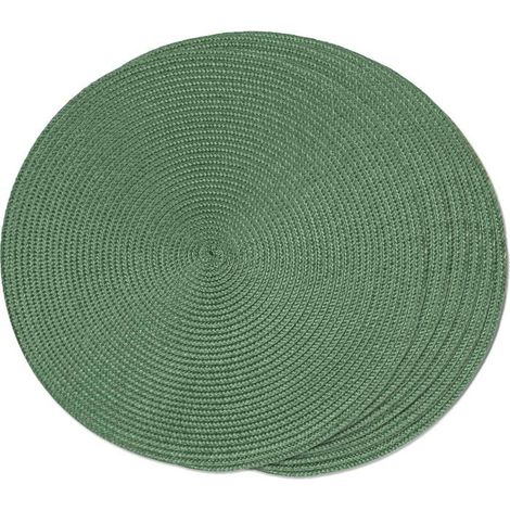 Ecleanfy - Sets de table ronds en plastique vert foncé, résistants à la chaleur et lavables - lot de 6, 38 cm de diamètre. (1/5)