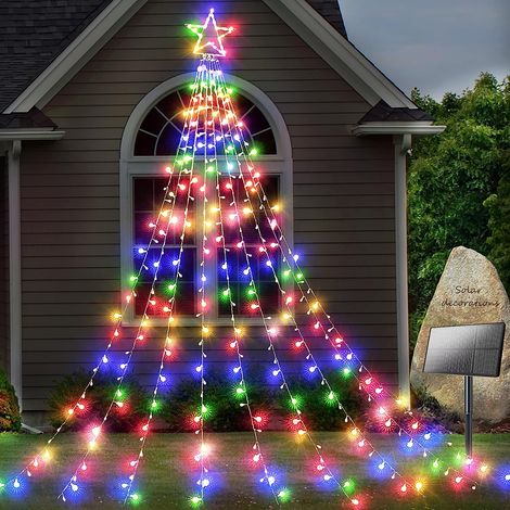 Weihnachtsdekorationen Solar-Gartendekorationen Sternenlichter 344 LED 8 Modi Wasserdichte Solar-Gartensternlichter für Weihnachten, Hochzeiten, Partys, dekorative Wand-Lichterkette (Mu (1/5)