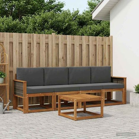 vidaXL Outdoor-Sofagarnitur mit Kissen 4 pcs Natur und Anthrazit (1/5)
