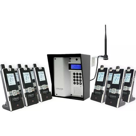 Interphone 600m autonome sans-fil - UltraCOM3 visière noire + 9 combinés + antenne : "contourner obstacle / pilier" (1/5)