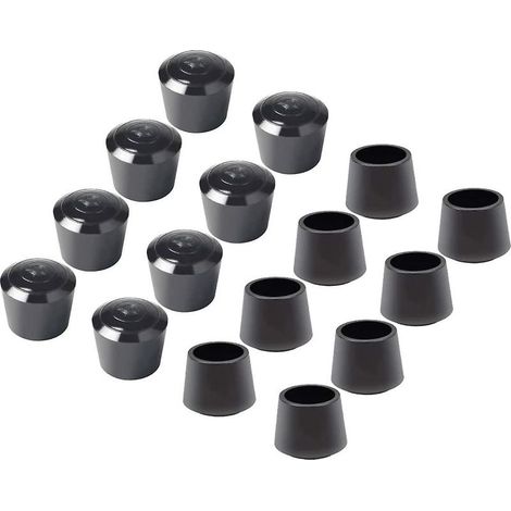 16 Paquet Embouts de protection de chaise, Embout pied de chaise Caoutchouc pied de chaise Protection Embouts, Diamètre intérieur - 7/8 pouce / 22 mm, noir (1/5)