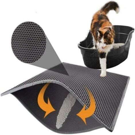 Tapis de litière pour chat Tapis de litière pour chat, bac à litière pour chat, tapis de litière pour chat en nid d'abeille, tapis de litière pour chat en nid d'abeille à double couche imperméa (1/5)