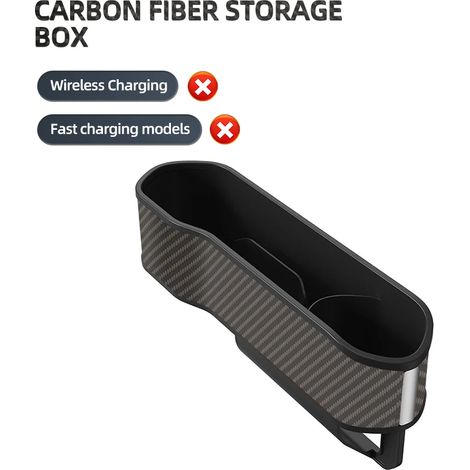 (SANS CHARGE) Boîte de rangement pour l'espace entre les sièges de voiture avec porte-gobelet, charge ultra rapide, organisateur, boîte de rangement pour les interstices des sièges, accessoires de voi