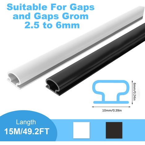 Guarnizione per porte e finestre, isolamento acustico e freddo, guarnizione in gomma per porte tipo D da 15 m, striscia di tenuta autoadesiva, guarnizione per porte in PVC per auto (1/4)