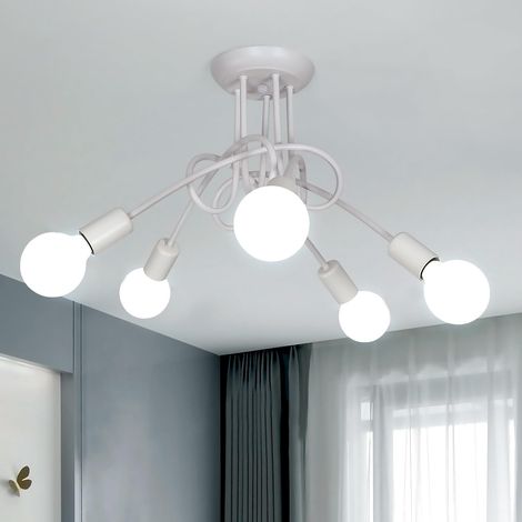 Lampe Plafond Araignée 5 Lumières Blanc Ø60cm Salon Chambre (1/5)