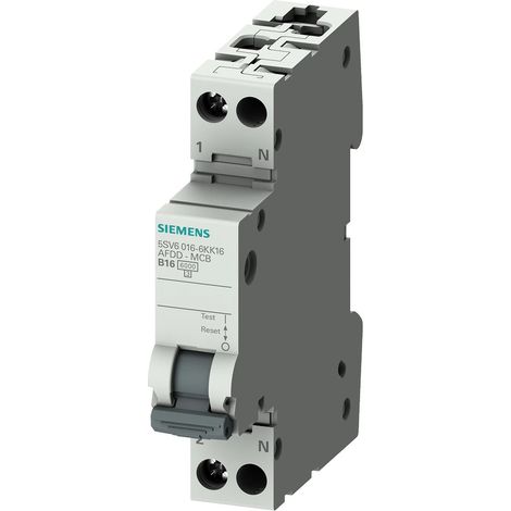 Siemens Combinación de interruptor de protección contra incendios-LS 230V, 6kA, 1+N, B, 16A Compacto (1TE), 5SV60166KK16