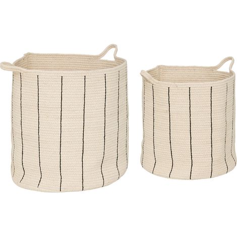 ATMOSPHERA Lote de 2 cestas "Cosy", algodón MÁRFIL de 38 cm (1/4)