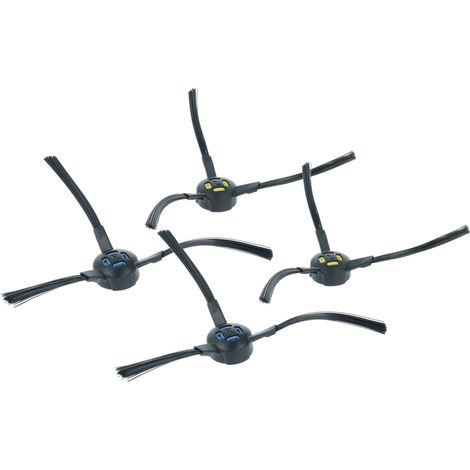 vhbw 4x Seitenbürste kompatibel mit Zaco V80, V85 Saugroboter - Reinigungsbürsten Set, links/rechts, schwarz / blau / gelb, 3-armig (1/5)